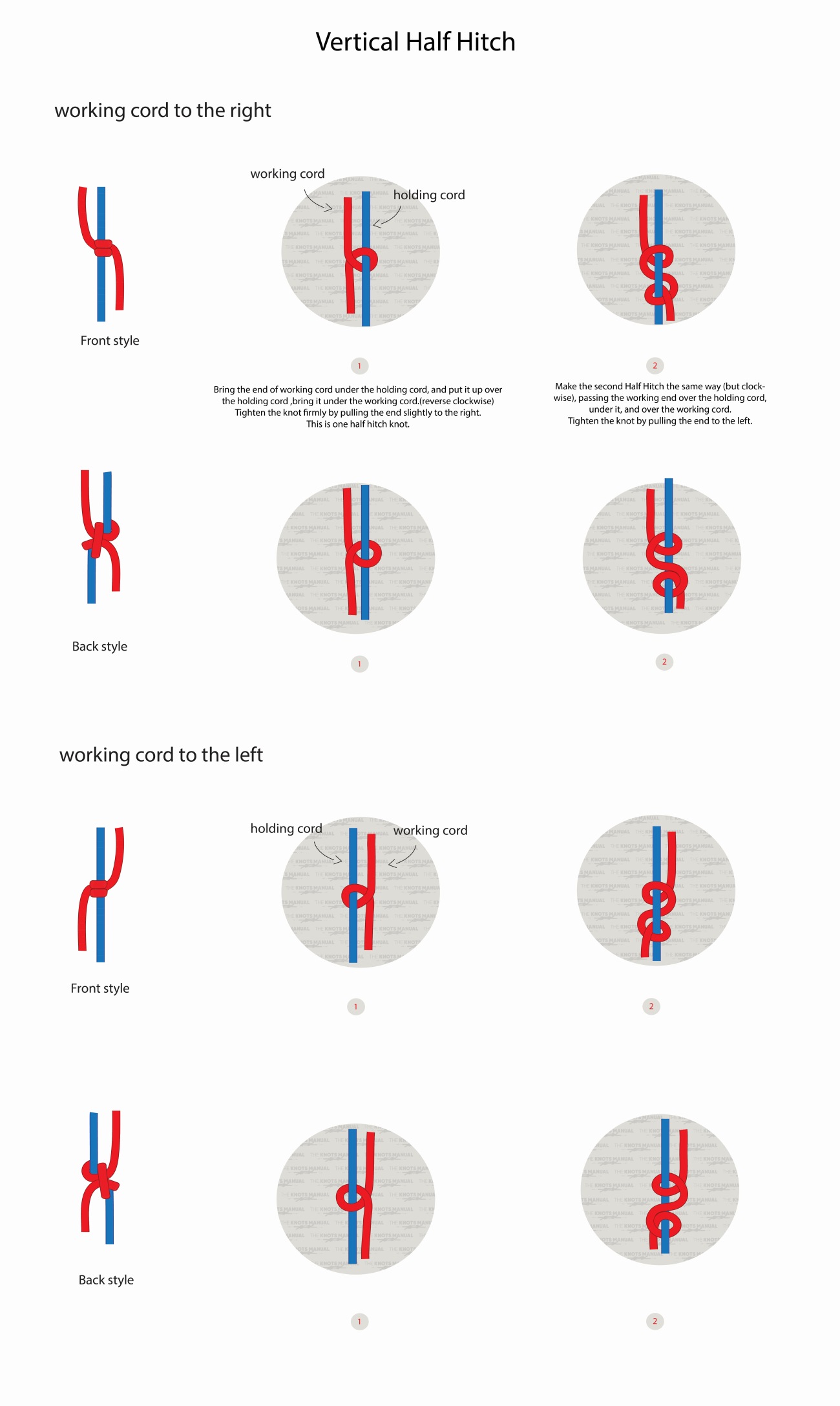 vertical half hitch knot step by step